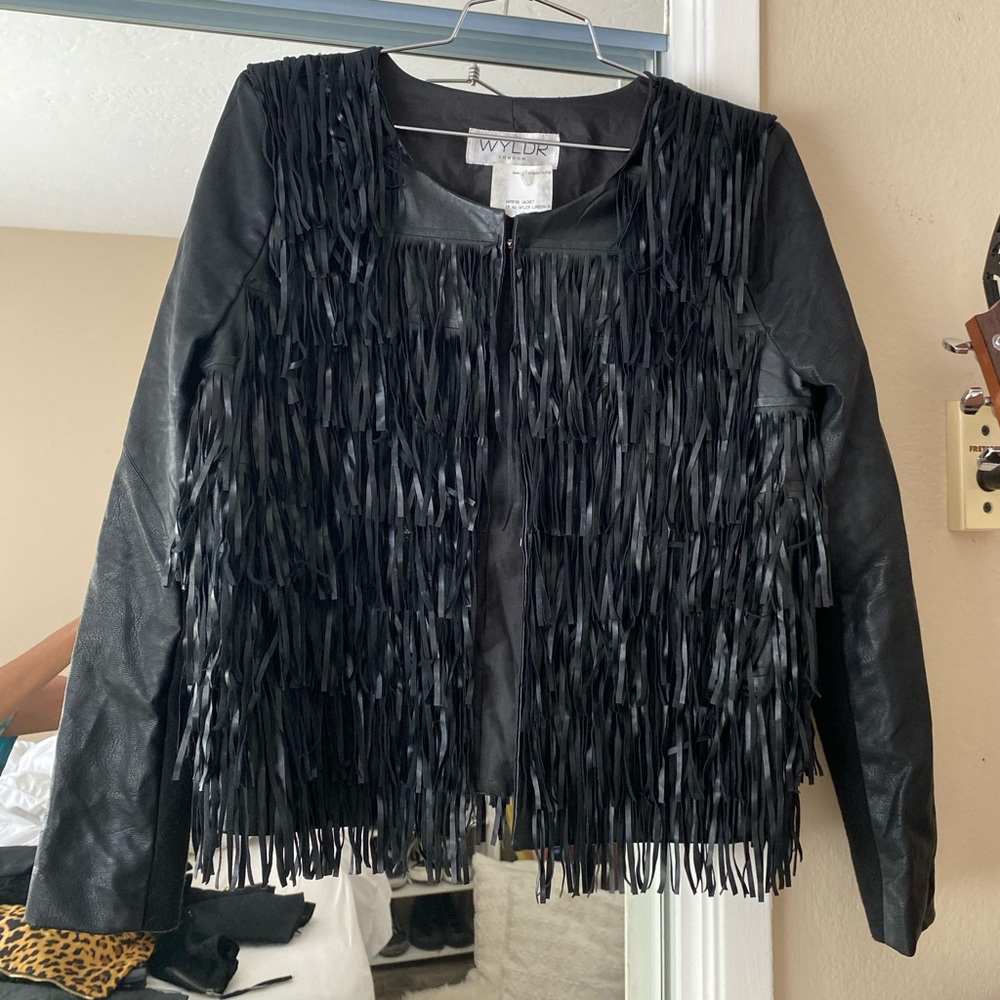 NWT Fringe Leather Jacket